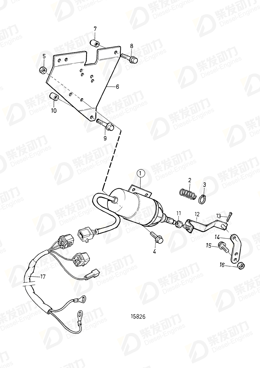 VOLVO Actuator solenoid 3826742 Drawing